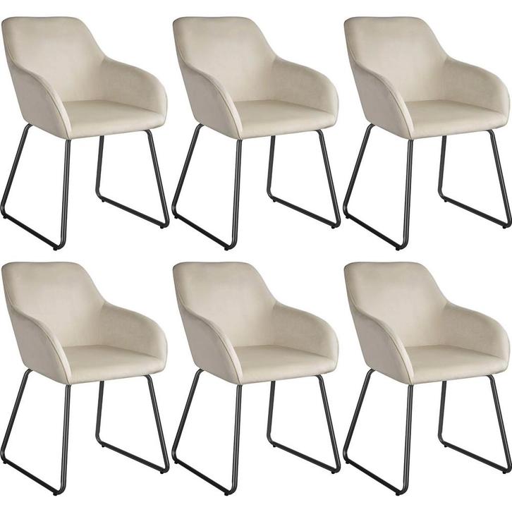 tectake Eetkamerstoel Jeane, fluweellook, sledeonderstel - F, Huis en Inrichting, Stoelen, Verzenden