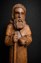 Statue, Sint Herbot beeld eiken - 40 cm - Chêne