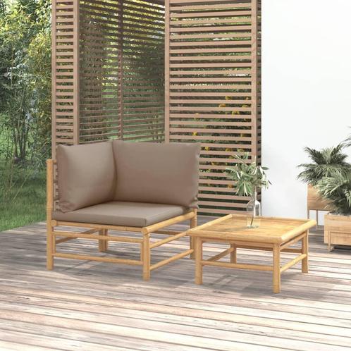 vidaXL Salon de jardin 2 pcs avec coussins taupe bambou, Jardin & Terrasse, Ensembles de jardin, Neuf, Envoi