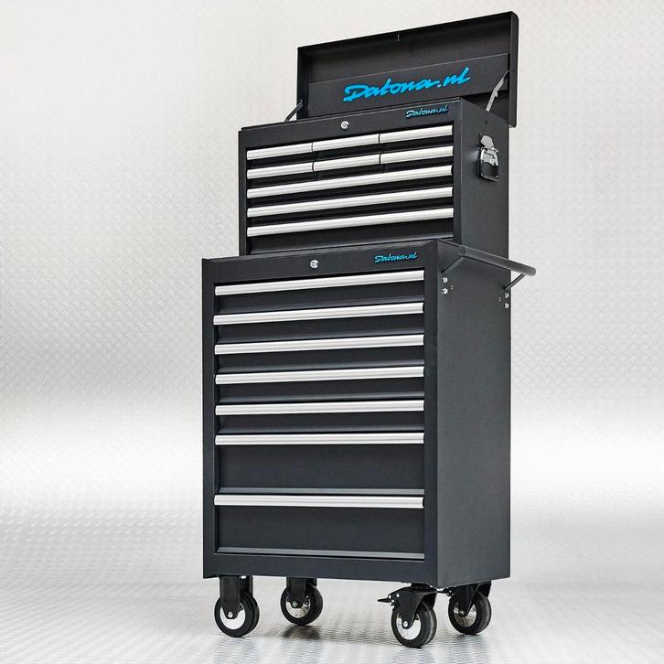 Datona Gereedschapswagen set 16 laden - zwart - Datona, Doe-het-zelf en Bouw, Gereedschapskisten, Ophalen of Verzenden