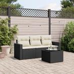 vidaXL 4-delige Loungeset met kussens poly rattan zwart, Tuin en Terras, Tuinsets en Loungesets, Verzenden, Nieuw