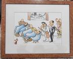Xavier Cugat (1900-1990) - Caricature scene in a barber shop, Antiek en Kunst