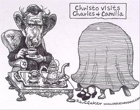 Pentekening Amerika - Christo bezoekt camilla (lijst optie), Antiek en Kunst, Kunst | Tekeningen en Fotografie, Verzenden