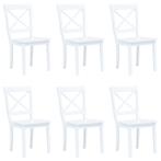 vidaXL Eetkamerstoelen 6 st massief rubberwood wit, Huis en Inrichting, Verzenden, Nieuw