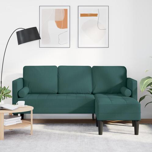 vidaXL 3-Zits L-vormige Bank in Donkergroen - 160 cm Stof, Huis en Inrichting, Zetels | Zetels, Nieuw, Verzenden
