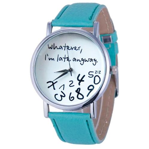 Fako® - Horloge - Whatever, Im Late Anyway - Groen, Handtassen en Accessoires, Horloges | Dames, Verzenden