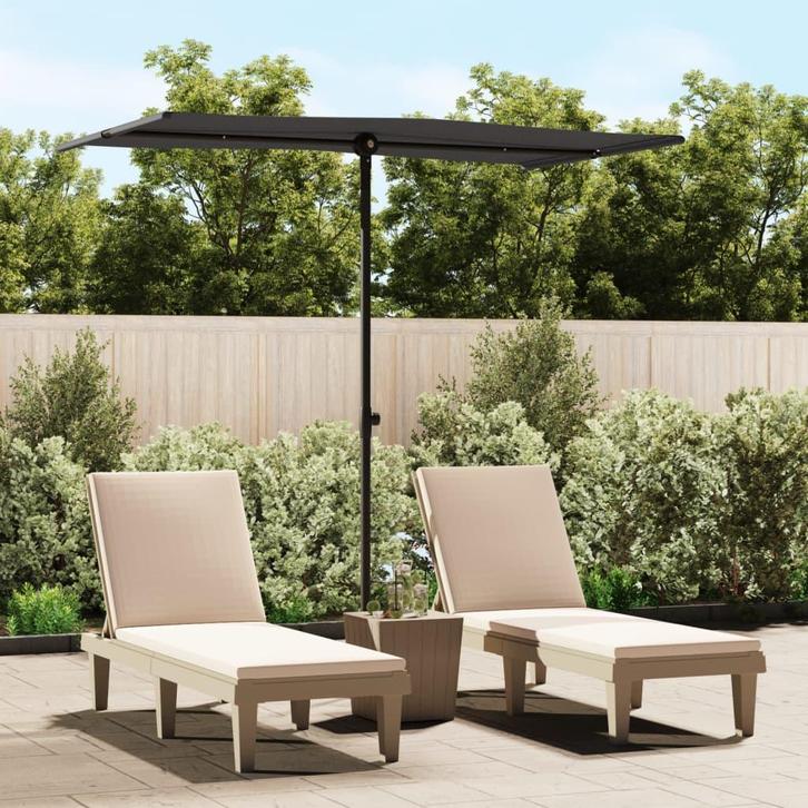 vidaXL Parasol met aluminium paal 180x110 cm zwart, Tuin en Terras, Parasols, Nieuw, Verzenden