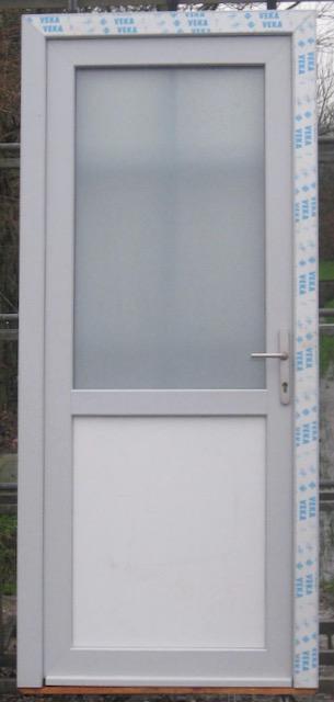 pvc buitendeur , deur , achterdeur 96 x 217 wit / agaatgrijs, Doe-het-zelf en Bouw, Deuren en Vliegenramen, Nieuw, Glas, Kunststof
