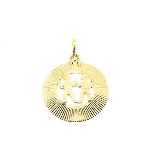 Gouden sterrenbeeld hanger; Tweelingen (zodiac sign), Handtassen en Accessoires, Bedels, Gebruikt, Overige merken, Goud, Ophalen of Verzenden