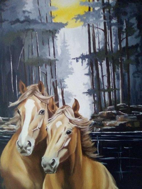 giuseppe torre xx - Mustang non domato, Antiek en Kunst, Kunst | Schilderijen | Modern