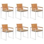 vidaXL Tuinstoelen 6 st met kussens massief acaciahout, Tuin en Terras, Tuinstoelen, Verzenden, Nieuw