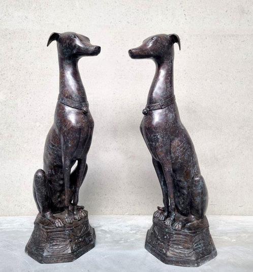 Sculpture, A pair of Greyhounds - 92 cm - Bronze, Antiek en Kunst, Curiosa en Brocante