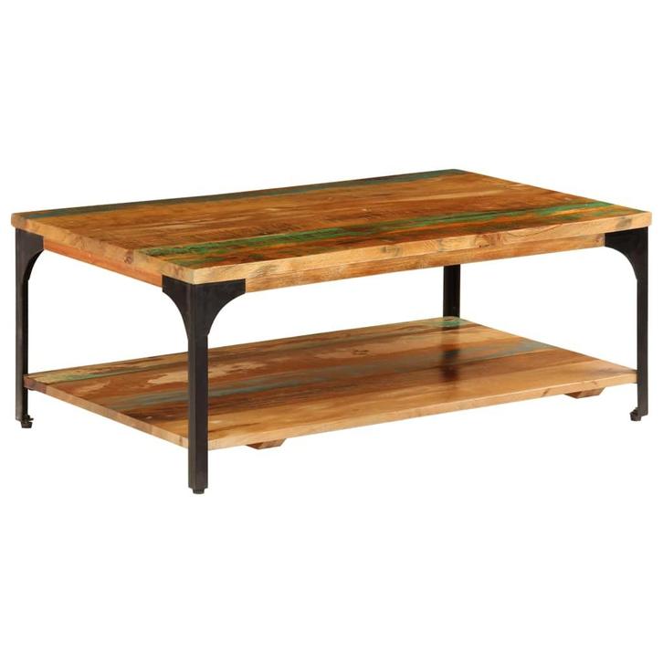 vidaXL Salontafel met schap 100x60x35 cm massief gerecycled, Huis en Inrichting, Tafels | Salontafels, Nieuw, Verzenden
