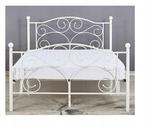 Metalen bedframe met lattenbodem- 120x200-versierd - wit, Ophalen of Verzenden, Nieuw