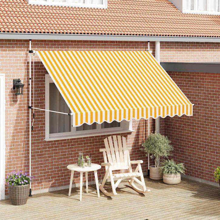vidaXL Luifel handmatig uittrekbaar 300 cm oranje en witte, Jardin & Terrasse, Protection solaire, Envoi