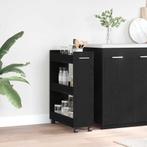 vidaXL Kast met wiel Zwart eiken 60 x 22 x 79 cm Bewerkt, Huis en Inrichting, Kasten | Overige, Verzenden, Nieuw