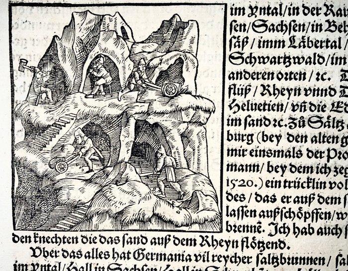 H. Vogtherr - Large folio with woodcut - Mining in Germany -, Antiek en Kunst, Antiek | Boeken en Manuscripten