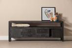 Tv-meubel Mangohout Devin 220 Zwart, Verzenden