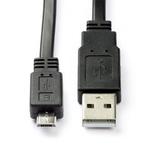 Sony oplaadkabel | Micro USB 2.0 | 1 meter (Plat, Zwart), Telecommunicatie, Verzenden, Nieuw