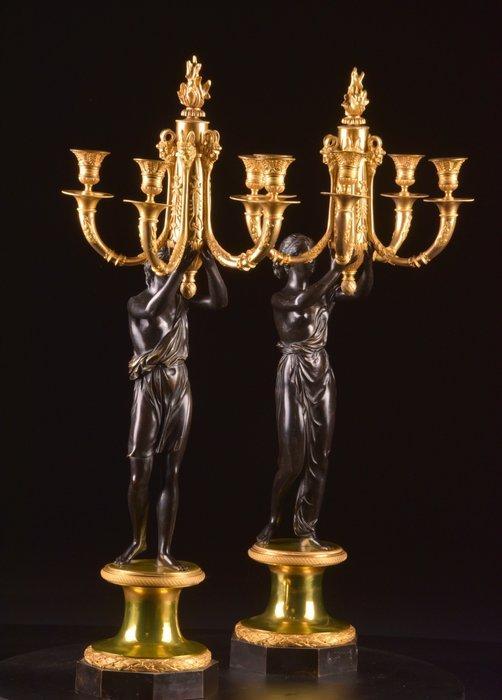 Kandelaar Monumentaal paar Charles X-kandelaars – in de, Antiek en Kunst, Antiek | Meubels | Stoelen en Sofa's