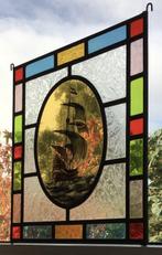 Glas-in-loodraam - 2e helft 20e eeuw - raamhanger VOC-schip, Antiek en Kunst