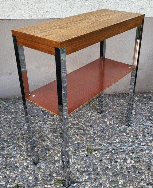 Bijzettafel - Chroom, Hout, Antiek en Kunst, Kunst | Designobjecten