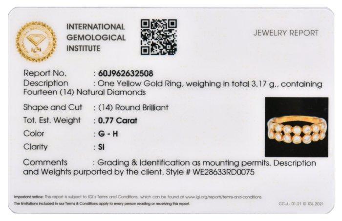 Ring - 14 karaat Geel goud - 0.77ct. tw. Diamant, Handtassen en Accessoires, Ringen