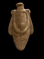 Oud-Egyptisch Terracotta Hartvormige fles met Amun-Ra-kroon