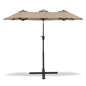 Parasol XL - 300x150cm - Taupe - Antraciet + Voet, Tuin en Terras, Parasols, Nieuw, Waterdicht, Stokparasol, 2 tot 3 meter