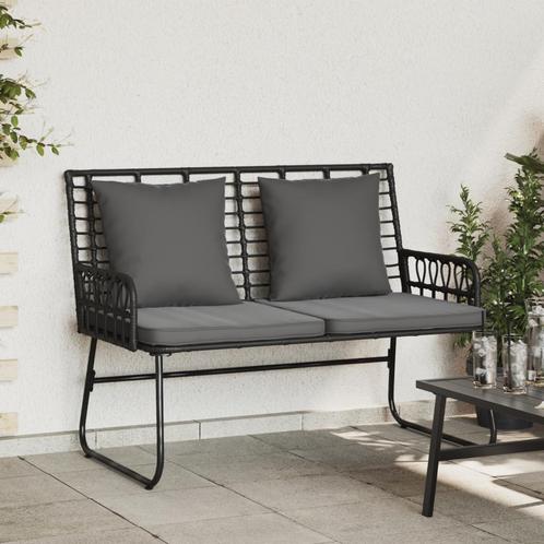 vidaXL Tuinbank Zwart, Antraciet Poly riet, staal, Tuin en Terras, Tuinsets en Loungesets, Nieuw, Verzenden