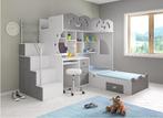 Coco hoogslaper/stapelbed - 90x200 - Wit/grijs, Maison & Meubles, Verzenden