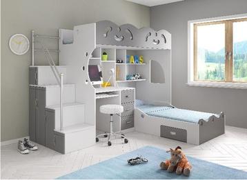 Coco hoogslaper/stapelbed - 90x200 - Wit/grijs beschikbaar voor biedingen