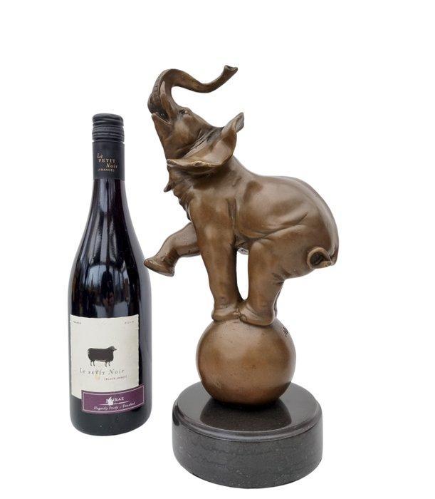 sculptuur, Tumbling Elephant - 35 cm - Brons, Marmer, Antiquités & Art, Curiosités & Brocante