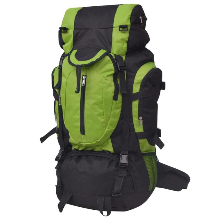 vidaXL Rugzak hiking XXL 75 L zwart en groen, Handtassen en Accessoires, Tassen | Rugtassen, Nieuw, Verzenden