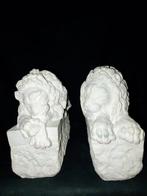 sculptuur, Coppia di leoni - 22 cm - Marmerstof