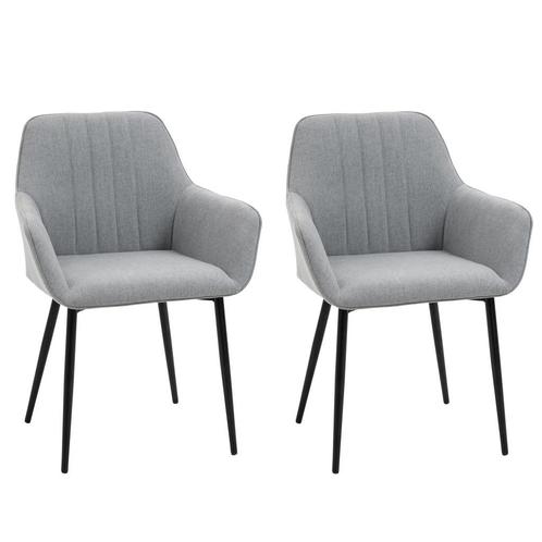 TRUUSK Set van 2 Gestoffeerde Eetkamerstoelen - Ademende Lin, Huis en Inrichting, Stoelen, Verzenden