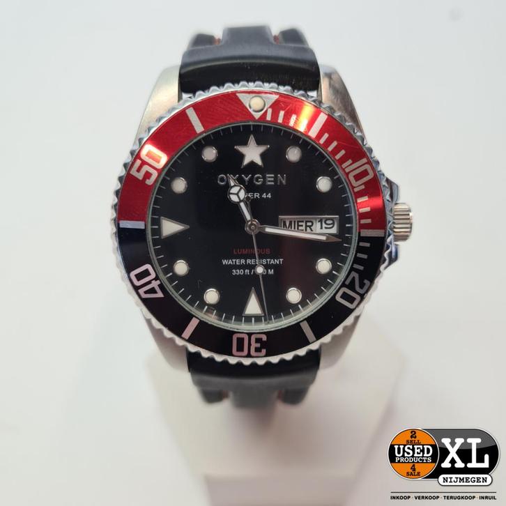 Oxygen Diver 44 Heren Horloge Zwart/Rood/Zilver 47 mm | N..., Handtassen en Accessoires, Horloges | Heren, Nieuw, Ophalen of Verzenden