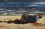 Pierre Demianoff XXe - Barques sur la plage de Sète, Antiquités & Art
