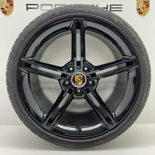 Porsche Taycan ORIGINELE 21 Mission E zwart met zomerbanden, Auto-onderdelen, Banden en Velgen, 21 inch, Zomerbanden, 305 mm, Personenwagen