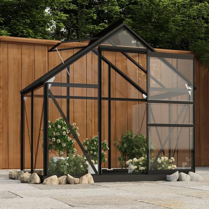 vidaXL Kweekkas 155x103x191 cm aluminium en glas, Tuin en Terras, Kassen, Nieuw, Verzenden