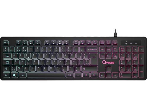 Qware -  Toetsenbord Kingston Azerty  (pck-048bl) - Zwart, Computers en Software, Toetsenborden, Bedraad, Azerty, Nieuw, Verzenden