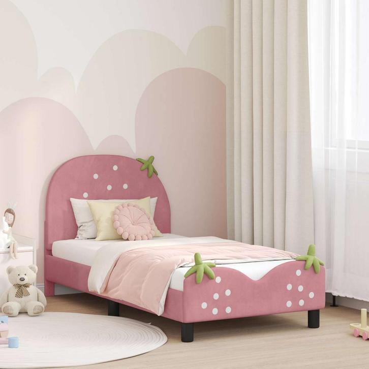 vidaXL Kinderen bedframe met hoofdboard Roze 80 x 160 cm, Huis en Inrichting, Slaapkamer | Bedden, Nieuw, Verzenden