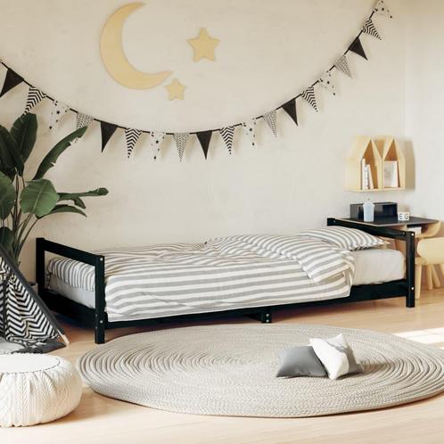 vidaXL Kinderbedframe 90x200 cm massief grenenhout zwart, Kinderen en Baby's, Kinderkamer | Bedden, Nieuw, Verzenden