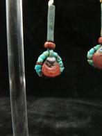 Égypte ancienne Boucles doreilles en turquoise et faïence,