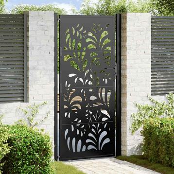 vidaXL Poort met golfontwerp 105x205 cm staal zwart, Tuin en Terras, Tuinpoorten, Verzenden, Nieuw