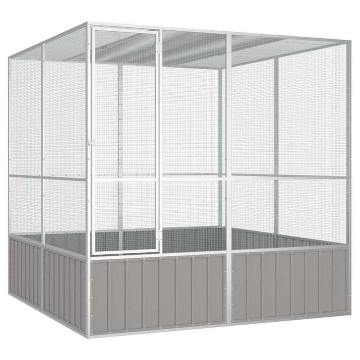 vidaXL Vogelkooi 213,5x217,5x211,5 cm gegalvaniseerd staal, Dieren en Toebehoren, Vogels | Toebehoren, Nieuw, Verzenden