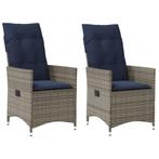 vidaXL Tuinstoelen 2 st verstelbaar met kussens poly rattan, Tuin en Terras, Tuinstoelen, Verzenden, Nieuw