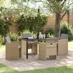 vidaXL 5-delige eetset voor in de tuin met kussens in beige, Tuin en Terras, Tuinstoelen, Verzenden, Nieuw