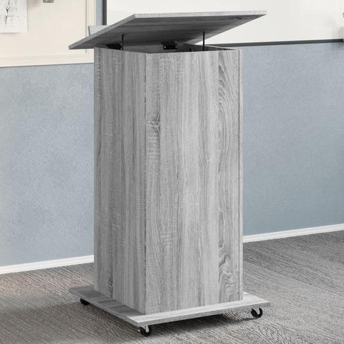 vidaXL Lessenaar met wielen en lade 55x55x107 cm hout grijs, Huis en Inrichting, Bureaus, Nieuw, Verzenden