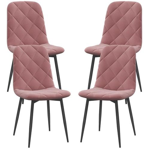 TRUUSK 4-delige Set Eetkamerstoelen - Fluweel Look - Met Rug, Huis en Inrichting, Stoelen, Verzenden